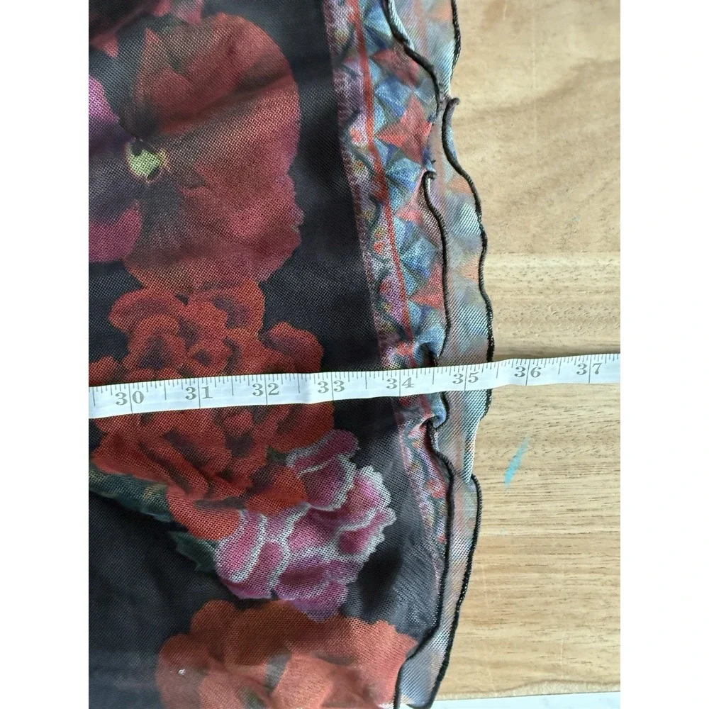 Desigual Logan Floral Mesh Layered Mini Dress Size M Long Sleeve Boho Artsy